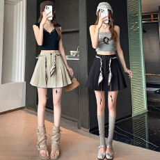 批发【实拍】a字牛仔百褶短裙女2026夏季新品休闲宽松显瘦高腰<b class='q'>半身裙</b>