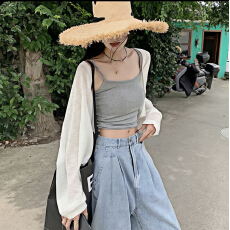 批发透气开衫短款外披薄款披肩防晒衫女外搭夏季新款宽松针织外搭开衫