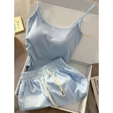 带胸垫少女感吊带睡衣女款夏纯棉2025新款带胸垫家居服居