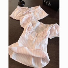 优质仿棉2026年新款韩版甜美可出门短裤睡衣女少女条纹家居服
