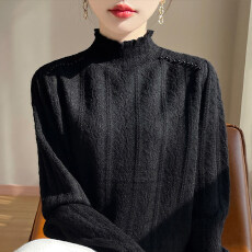 批发半高领蕾丝提花打底衫女2026新款春秋内搭特<b class='q'>大码</b>女装秋冬针织毛衣