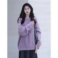 批发温柔风紫色宽松毛衣<b class='q'>女</b>2026年早春秋季<b class='q'>新款</b><b class='q'>女</b>装日系慵懒高级感外套