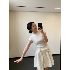 波点半身裙女夏季2026新款韩版复古设计感miu系A字短裙