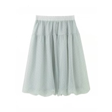 批发浅绿波点花苞<b class='q'>半身裙</b>女夏季2026新款小个子休闲显瘦中长款裙