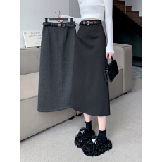 批发加厚毛呢黑色半身裙女秋<b class='q'>冬</b>新款气质高级感百搭直筒高腰a字包臀裙