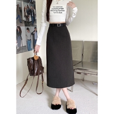 批发加厚毛呢黑色半身裙女秋<b class='q'>冬</b>新款气质高级感百搭直筒高腰a字包臀裙