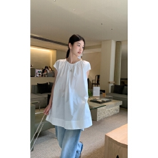 批发红人馆白色衬衫女夏季<b class='q'>小衫</b>女装法式衬衣气质设计小众辣妹无袖上衣
