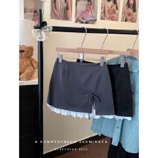 批发韩系甜美风蝴蝶结系带<b class='q'>半身裙</b>女夏季新款设计感花边a<b class='q'>字</b>包臀<b class='q'>裙</b>短<b class='q'>裙</b>