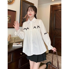 批发设计感长袖<b class='q'>衬衫</b>女宽松2026秋季新款蝴蝶结学生<b class='q'>衬衣</b>百搭休闲上衣