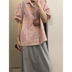 批发美式格纹泡泡纱短袖<b class='q'>T</b><b class='q'>恤</b>衬衫男女夏季薄款设计感半袖宽松衬衣外套
