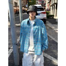 批发美式街头多巴胺cleanfit<b class='q'>格子衬衫</b><b class='q'>男</b>复古小清新衬衣慵懒风松弛上衣