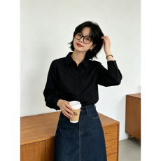 批发韩系chic翻领黑色<b class='q'>衬衫</b>女秋季<b class='q'>OL</b>通勤职业修身显瘦西装内搭外穿<b class='q'>衬衣</b>