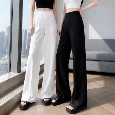 批发时尚简约高腰冰丝西装阔腿裤女2026夏季新款垂感显瘦小个子直筒裤