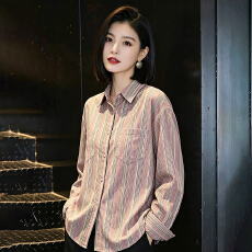 批发慵懒风条纹显瘦防晒<b class='q'>衬衣</b>女2026秋冬<b class='q'>新款</b>休闲减龄遮肉薄款<b class='q'>T</b><b class='q'>恤</b>外套