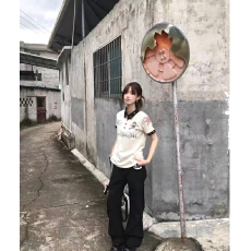 批发【原版做工纯棉】美式辣妹<b class='q'>街头</b>数字球衣POLO衫设计感小众亚文化