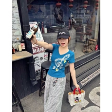 批发【原版做工92棉8氨纶】V领短袖<b class='q'>T</b><b class='q'>恤</b>女夏季韩系修身显瘦百搭正肩袖