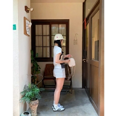 批发原版质量 仿棉罗纹色织条纹撞色抽绳短裤女夏<b class='q'>运动包</b>臀三分裤