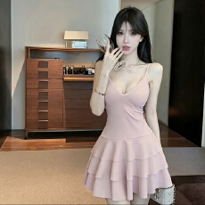 批发性感吊带连衣<b class='q'>裙</b>带胸垫<b class='q'>夜店</b>女装新款技师工作服 低胸露背收腰短<b class='q'>裙</b>