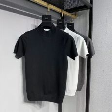 男士半高领针织短袖韩版修身纯色半袖毛衣T恤紧身中领打底衫线衫