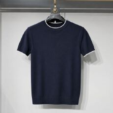 批发2026春夏新品圆领针织衫<b class='q'>男装</b>多色宽松老钱风针法短袖男士T恤