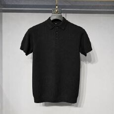 批发老钱风灰色针织冰丝短袖Polo衫男士<b class='q'>夏</b>季穿搭轻薄透气翻领半袖T恤