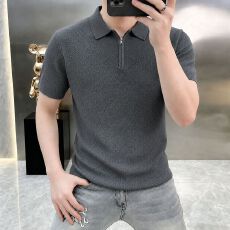 批发2026新款短袖翻领<b class='q'>Polo</b><b class='q'>衫</b>夏季<b class='q'>男</b>士轻熟商务休闲透气半拉链针织<b class='q'>衫</b>
