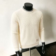 批发简约高档杏色毛衣男潮牌百搭内搭针织衫2026秋冬季新款男士打底衫