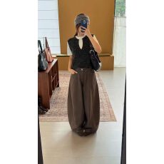 批发复古气球裤牛仔裤女水洗高腰宽松适合梨形身材