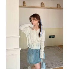 批发档口上新 2026新款法式复古镂空针织开衫上衣女