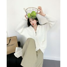 批发档口上新 2026年新款仿<b class='q'>貂绒</b>连帽拉链针织开衫女韩系毛衣