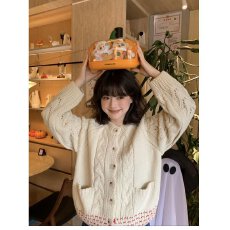 批发档口上新 2026年秋冬新款<b class='q'>女装</b>针织开衫毛衣<b class='q'>外套</b>圆领宽松慵懒落肩