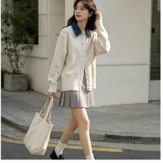 批发档口上新 2026年秋冬<b class='q'>女装</b>撞色拼接翻领针织开衫毛衣<b class='q'>外套</b>