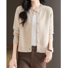 批发档口上新 2026年秋季新款<b class='q'>女装</b>针织开衫圆领单排扣<b class='q'>外套</b>优雅气质