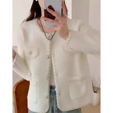 批发档口上新 2026年秋<b class='q'>冬</b>新款小香风仿水貂绒针织开衫女宽松圆领长袖