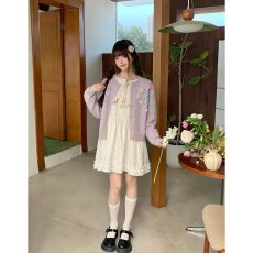 批发档口上新 2026年春季新款女圆领<b class='q'>马海毛</b>针织<b class='q'>开衫</b>立体花朵装饰毛衣