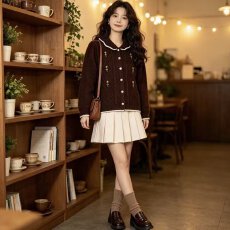 批发档口上新2026年春季新款女装娃娃领复古绞花针织开衫毛衣<b class='q'>外套</b><b class='q'>百搭</b>