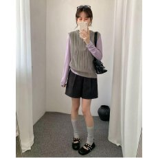 批发档口上新 2026年秋季新款女士半拉链针织马甲宽松无袖毛衣<b class='q'>背心</b>