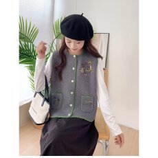 批发档口上新 2026年秋季女士针织马甲圆领单排扣开衫复古外搭<b class='q'>背心</b>