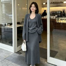 批发档口上新 法式复古长袖上衣女<b class='q'>不规则</b>拼接<b class='q'>半身裙</b>套装连衣裙