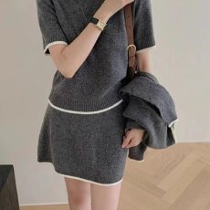 批发档口上新 法式复古长袖上衣女<b class='q'>不规则</b>拼接<b class='q'>半身裙</b>套装连衣裙