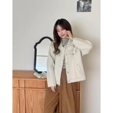 批发档口上新 2026年秋冬新款女装宽松短款新款纯色<b class='q'>外套</b><b class='q'>夹克</b>百搭