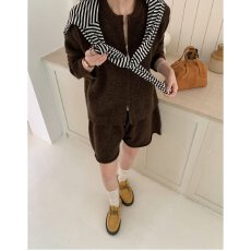 批发档口上新 2026秋冬新款女<b class='q'>装</b>宽松落肩针织开衫短<b class='q'>裤</b>两件套休闲套<b class='q'>装</b>