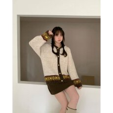 批发档口上新 2026秋冬新款女装连帽针织开衫宽松<b class='q'>中长款</b>提花毛衣<b class='q'>外套</b>