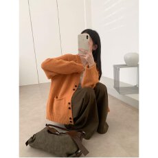 批发档口上新 2026年秋季女装宽松落肩<b class='q'>中长款</b>针织开衫长袖毛衣<b class='q'>外套</b>