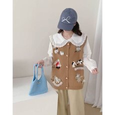 批发档口上新 2026年秋季新款女装宽松直筒无袖针织<b class='q'>马甲</b>小狗刺绣背心