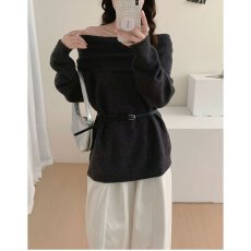 批发档口上新 2026年秋季新款女装一字肩<b class='q'>露肩</b>中长款针织毛衣套头<b class='q'>上衣</b>
