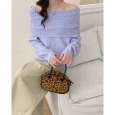 批发档口上新 2026年秋季新款女装宽松落肩一字肩<b class='q'>针织衫</b>套头毛衣