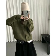 批发档口上新2026年春秋季新款女装圆领长袖针织开衫宽松短款毛衣<b class='q'>外套</b>