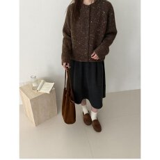 批发档口上新 2026年秋冬新款女士圆领长袖针织<b class='q'>开衫</b>宽松<b class='q'>短款</b>毛衣