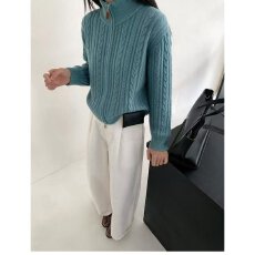 批发档口上新 2026年秋冬新款女士立领拉链麻花针织<b class='q'>开衫</b>宽松毛衣外套